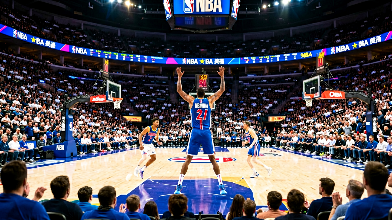 NBA篮球联赛比赛现场全景
